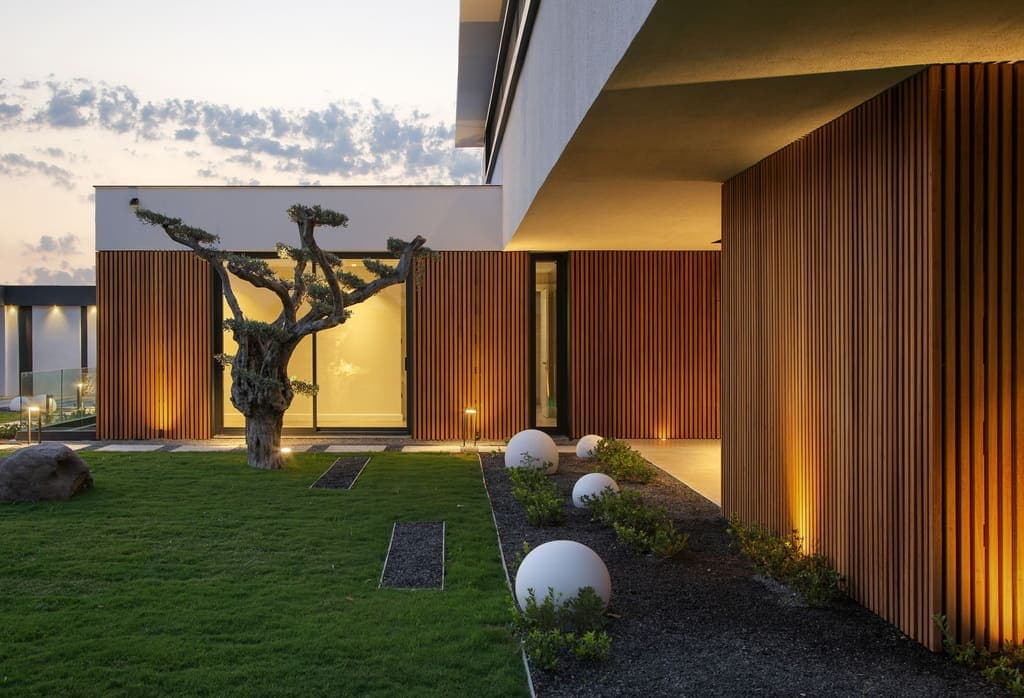 Modern wood siding facade