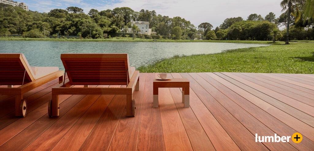 Picture of a deck made of harwood, one of the deck material options.