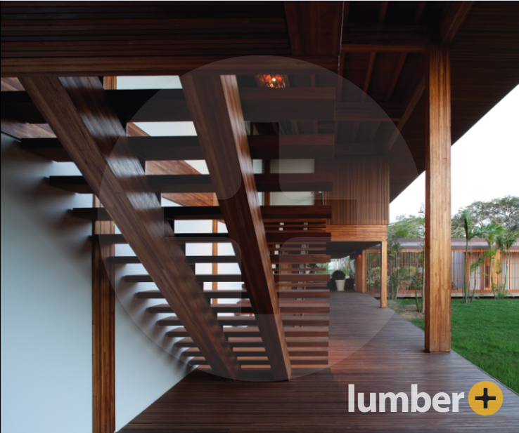A set of stairs leading up to an upper level, indoor deck.