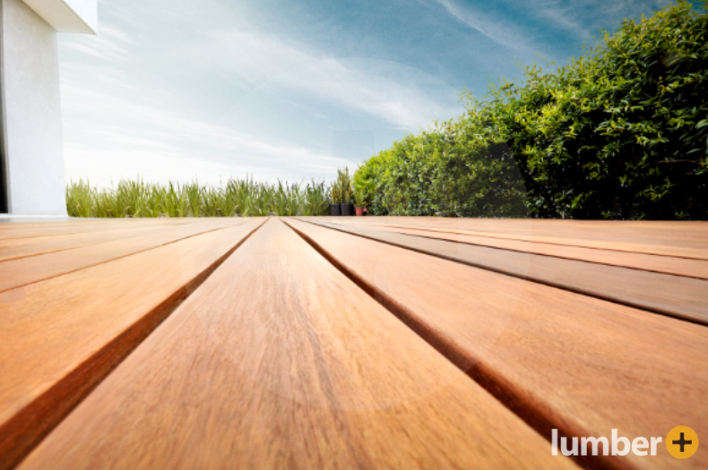 A close up image of fire resistant IPE decking.