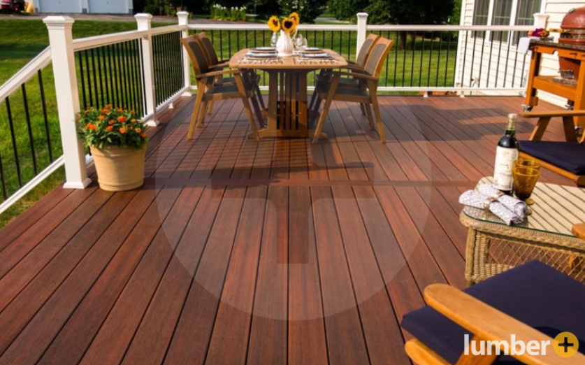 A rich mahogany-toned Fiberon deck.