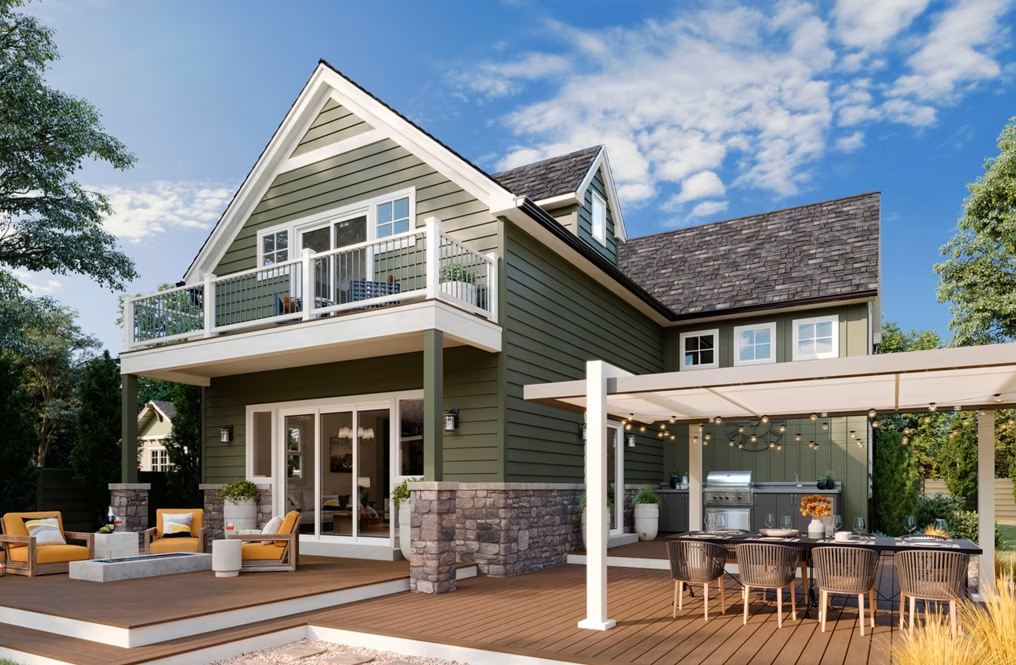 A Trex Transcend® Lineage™ deck in Jasper, featuring rich earthy browns with red undertones.