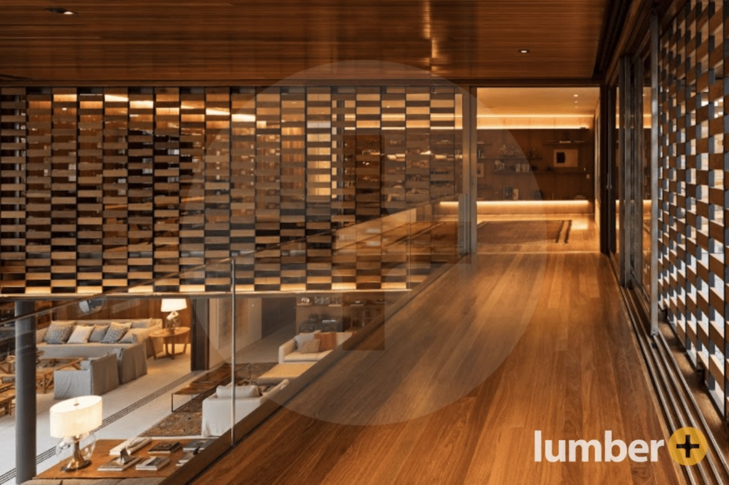 A commercial interior featuring an innovative design with wood accents.