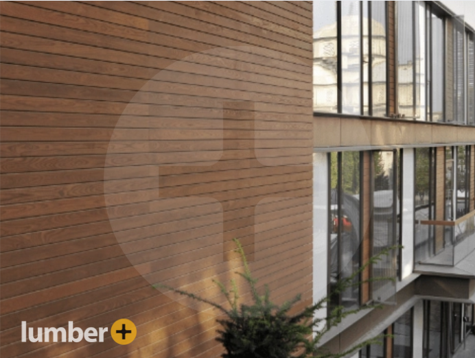 An image of Thermowood siding in Ash on a building. 