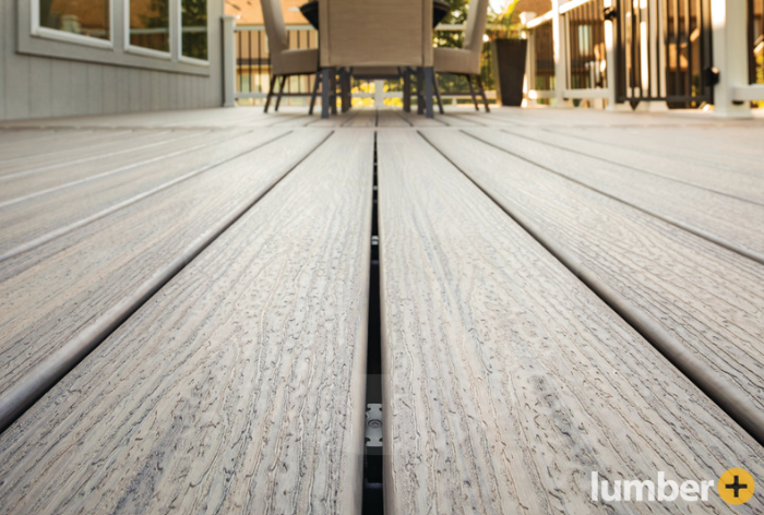An image of Trex decking showing the thickness of the boards. 